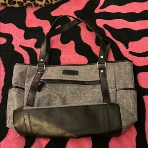 Brinch Gray Tote Bag with Textured Fabric and Durable Straps